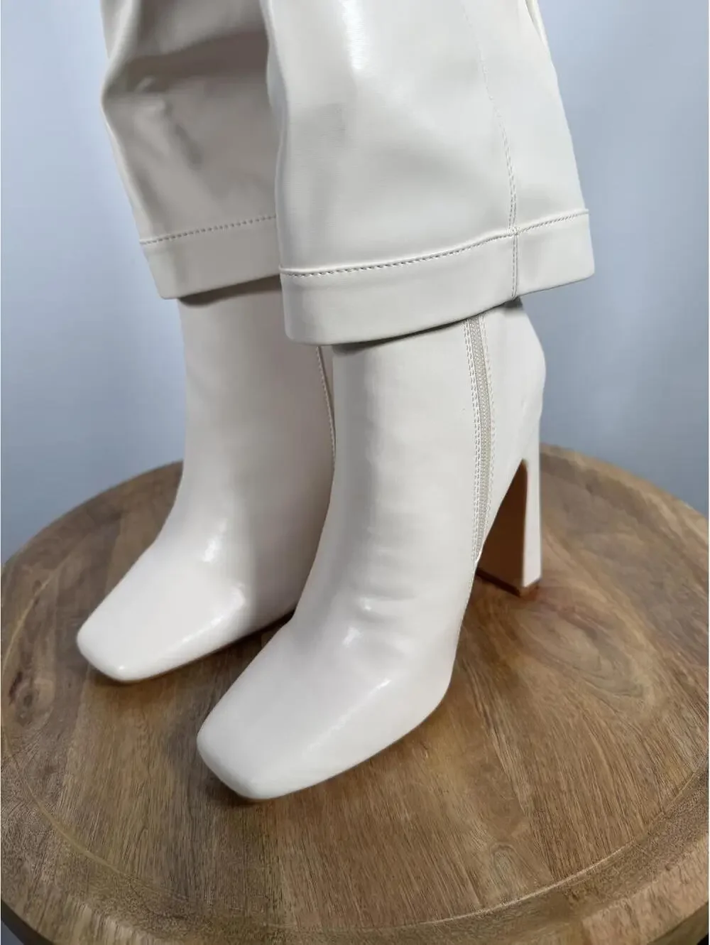 NWT Lulus Lorlia Almond Square Toe Knee High Boots Almond Size 5 - Picture 3 of 10